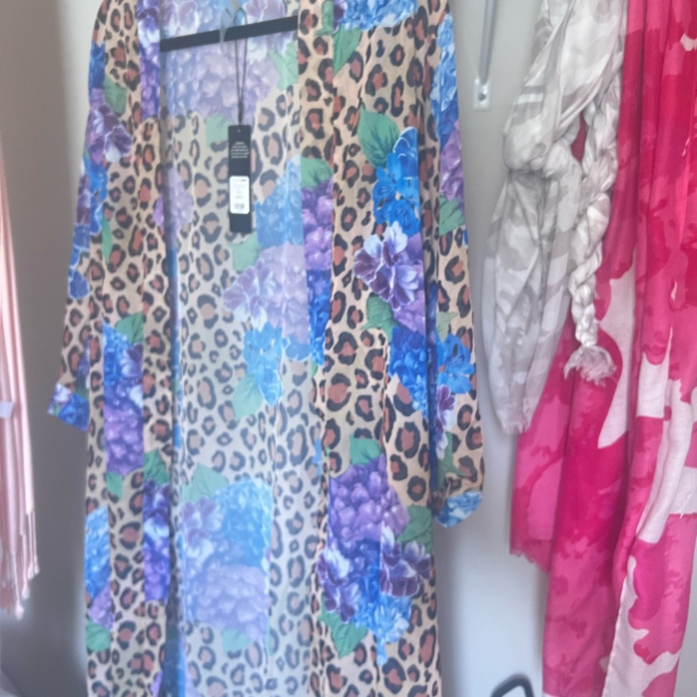 Fashion Nova Leopard and Floral Print Kimono